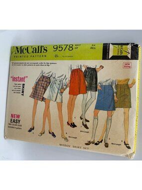 McCalls Misses Skirt Sewing Pattern 9578 Waist Size 24 Uncut 1960s Vintage Style